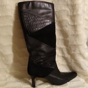 Leather and suede dress boots